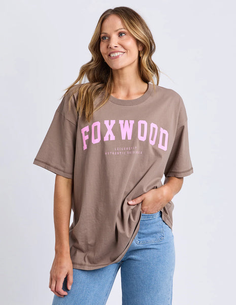 FOXWOOD - INTERVAL TEE BROWN/BRIGHT PINK
