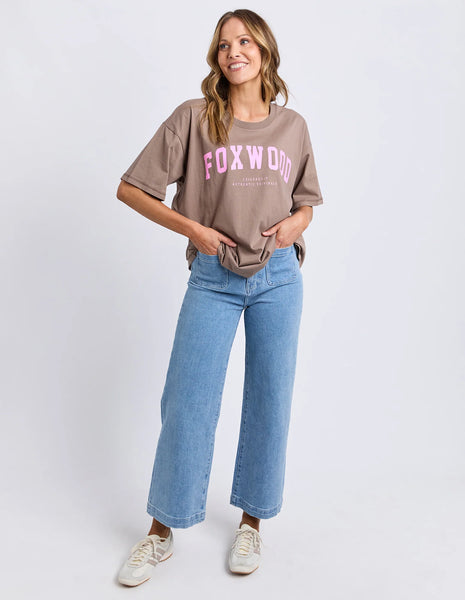 FOXWOOD - INTERVAL TEE BROWN/BRIGHT PINK