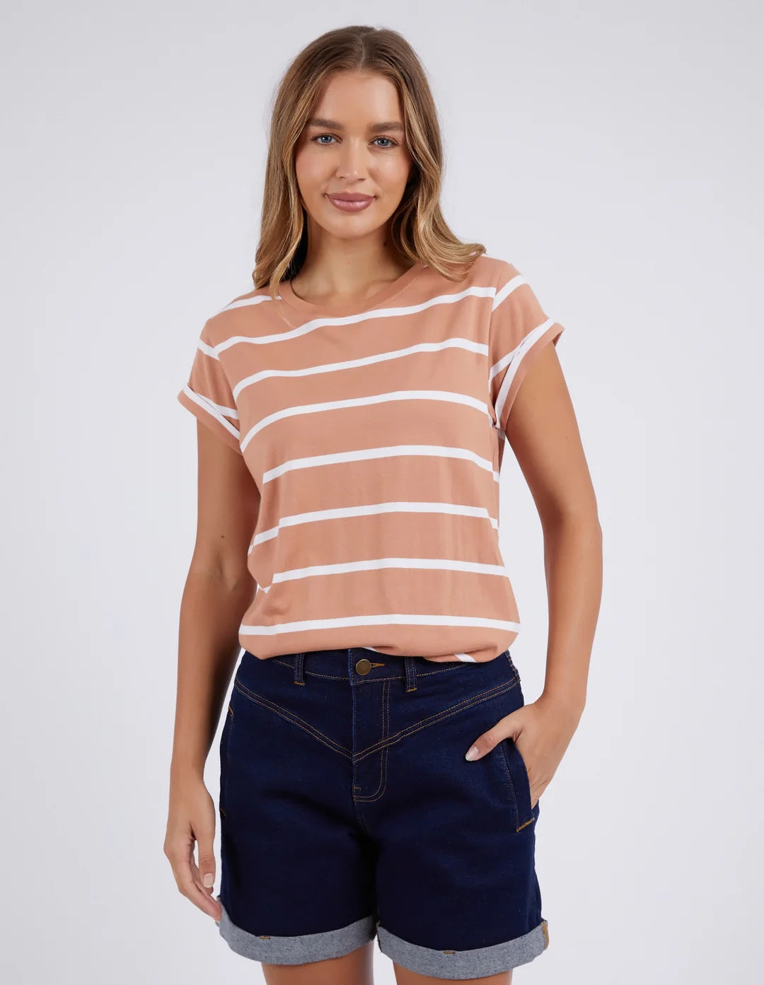 FOXWOOD - MANLY STRIPE TEE CLAY