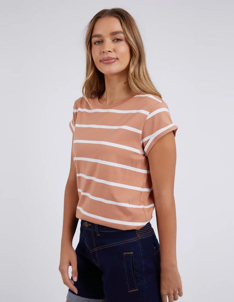 FOXWOOD - MANLY STRIPE TEE CLAY