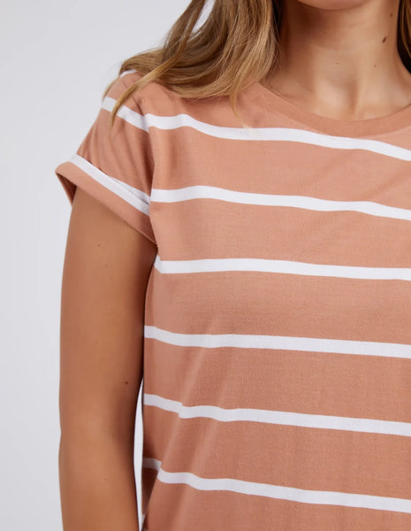 FOXWOOD - MANLY STRIPE TEE CLAY