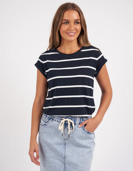 FOXWOOD - MANLY STRIPE TEE NAVY/WHITE STRIPE