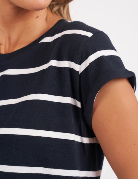 FOXWOOD - MANLY STRIPE TEE NAVY/WHITE STRIPE