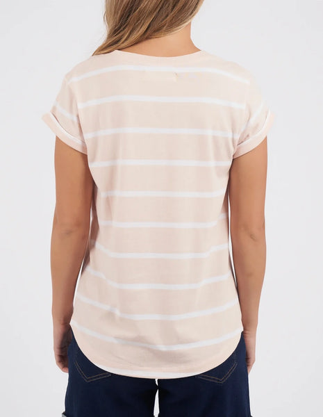 FOXWOOD - MANLY STRIPE TEE BARELY PINK