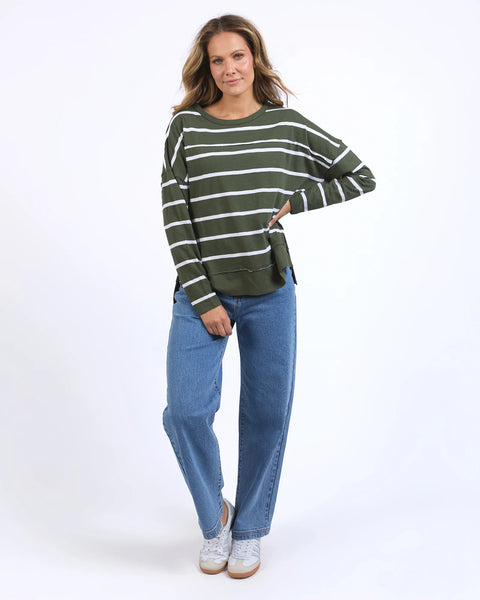 FOXWOOD - JAYNE STRIPE THROW ON TOP KHAKI