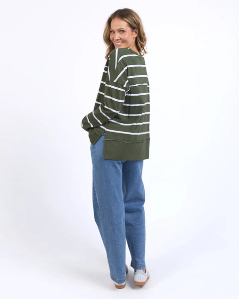 FOXWOOD - JAYNE STRIPE THROW ON TOP KHAKI