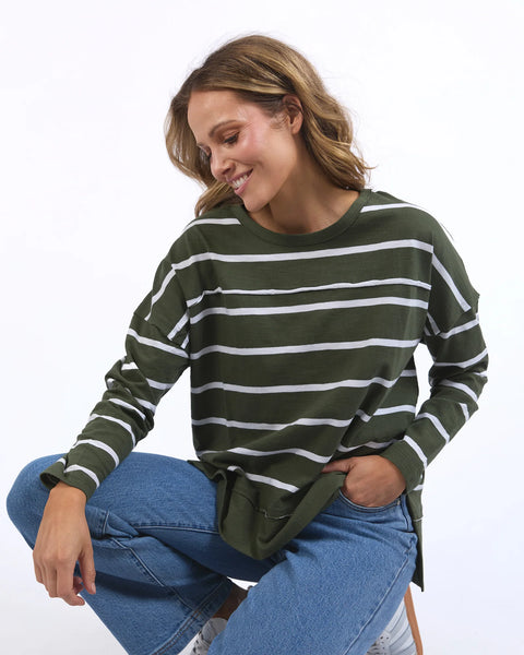 FOXWOOD - JAYNE STRIPE THROW ON TOP KHAKI