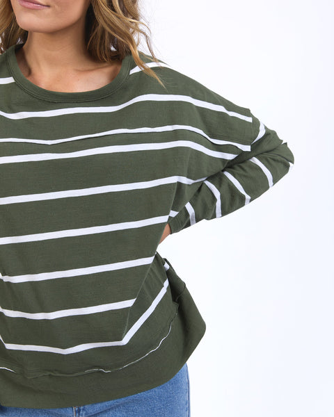 FOXWOOD - JAYNE STRIPE THROW ON TOP KHAKI