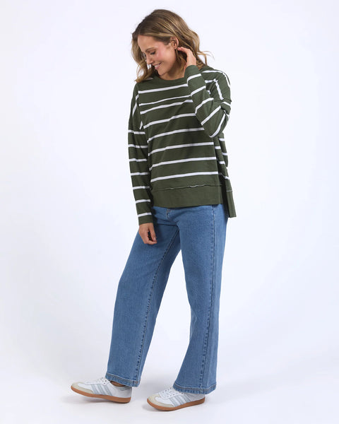 FOXWOOD - JAYNE STRIPE THROW ON TOP KHAKI