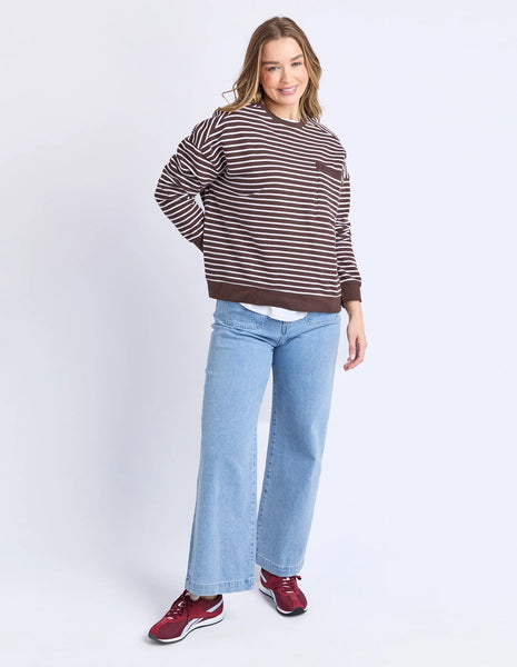 FOXWOOD - ORIGINAL STRIPE CREW COFFEE/WHITE STRIPE
