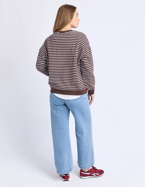 FOXWOOD - ORIGINAL STRIPE CREW COFFEE/WHITE STRIPE