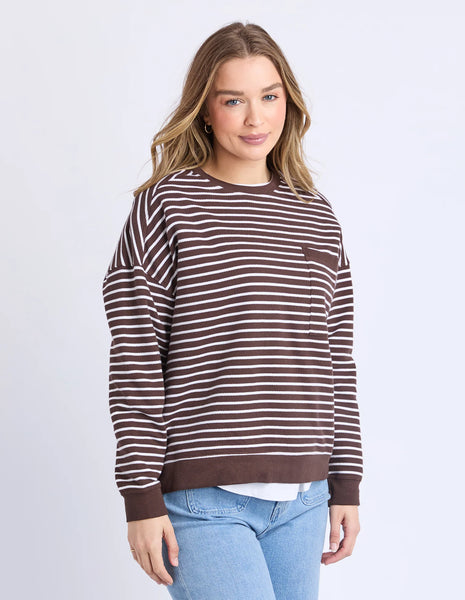 FOXWOOD - ORIGINAL STRIPE CREW COFFEE/WHITE STRIPE