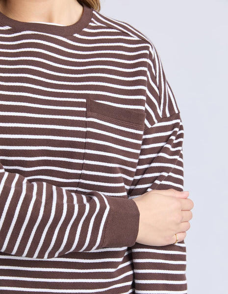 FOXWOOD - ORIGINAL STRIPE CREW COFFEE/WHITE STRIPE