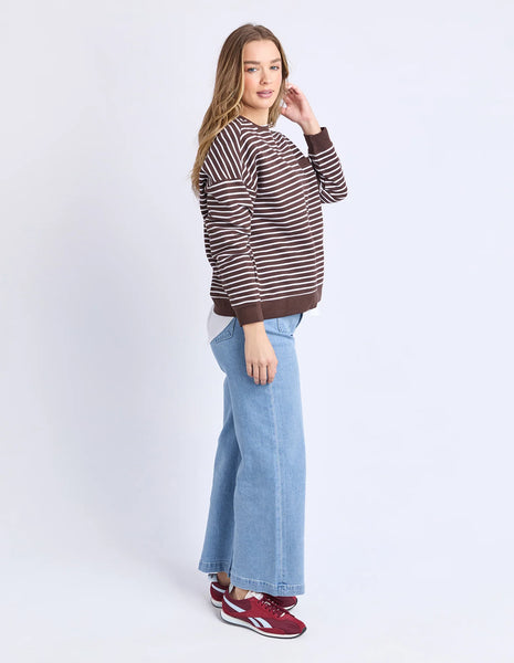 FOXWOOD - ORIGINAL STRIPE CREW COFFEE/WHITE STRIPE