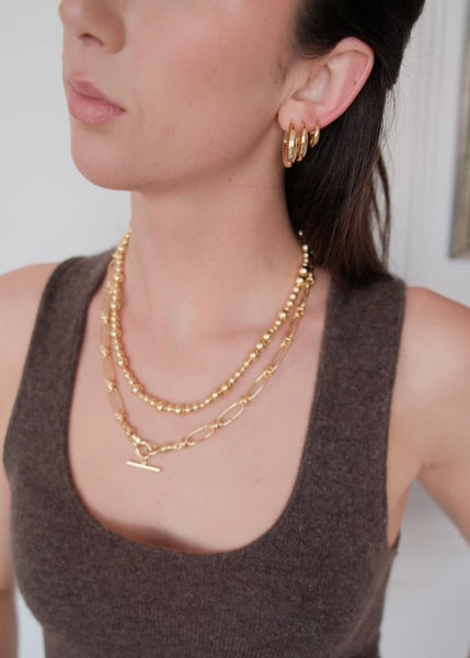 CLEO HOOP MEDIUM GOLD/SILVER