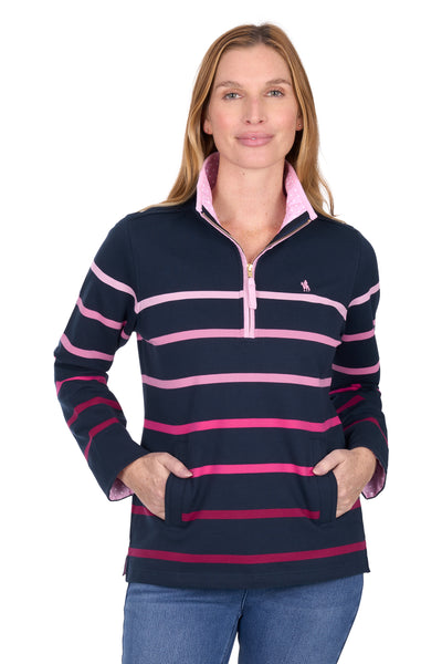 THOMAS COOK - WMNS GEMMA 1/4 ZIP RUGBY PINK/NAVY