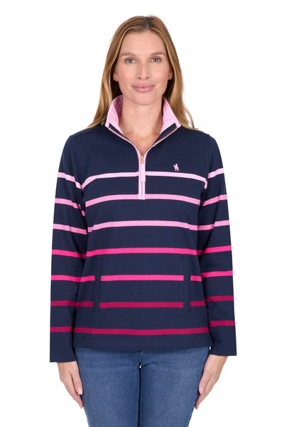 THOMAS COOK - WMNS GEMMA 1/4 ZIP RUGBY PINK/NAVY