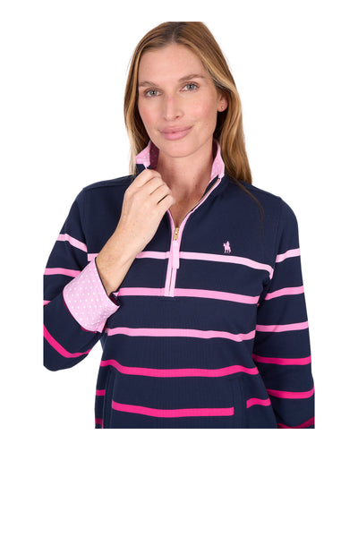 THOMAS COOK - WMNS GEMMA 1/4 ZIP RUGBY PINK/NAVY