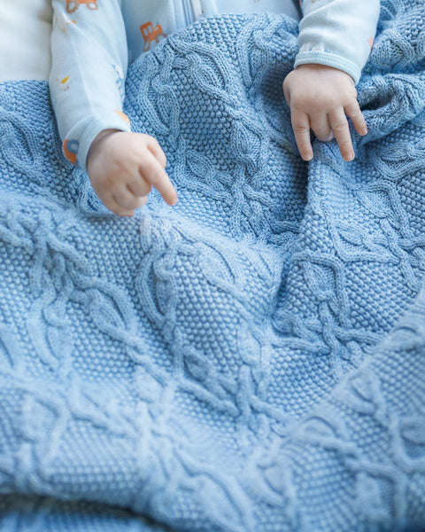 TOSHI - ORGANIC BLANKET BOWIE BLUEBELL