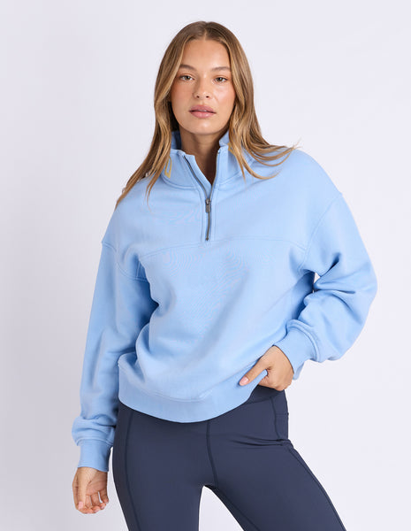 FOXWOOD - COLLEGE CONTRAST ZIP CREW BLUE/LEMON