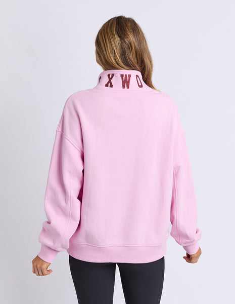FOXWOOD - COLLEGE CONTRAST ZIP CREW PALE PINK/PORT