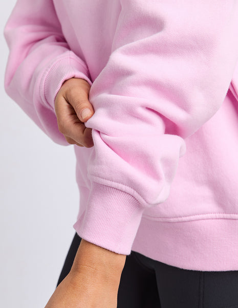 FOXWOOD - COLLEGE CONTRAST ZIP CREW PALE PINK/PORT