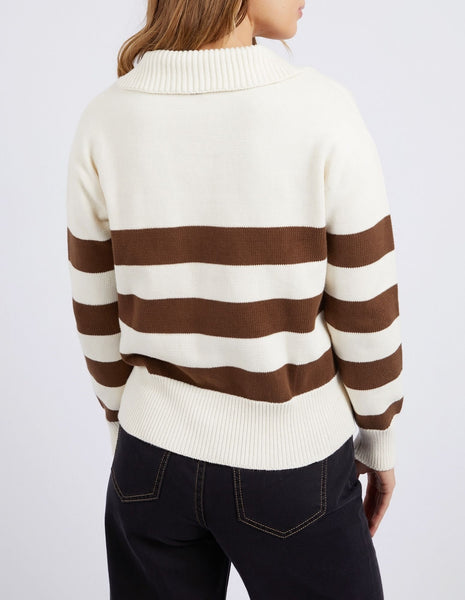 IMAGINE KNIT - CHOC & WHITE STRIPE