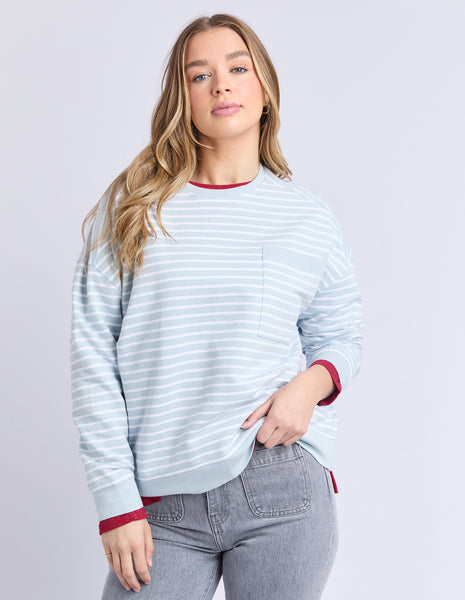 FOXWOOD - ORIGINAL STRIPE CREW ICE BLUE