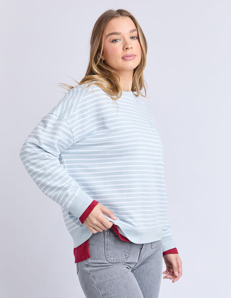 FOXWOOD - ORIGINAL STRIPE CREW ICE BLUE