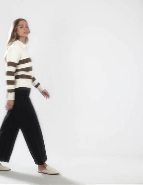 IMAGINE KNIT - CHOC & WHITE STRIPE