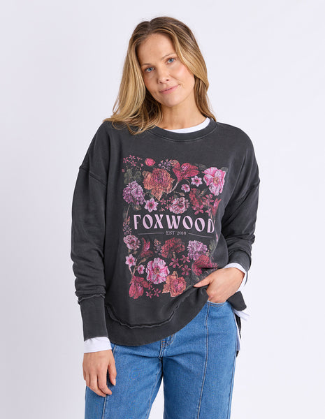 FOXWOOD - VINTAGE POSY CREW WASHED BLACK