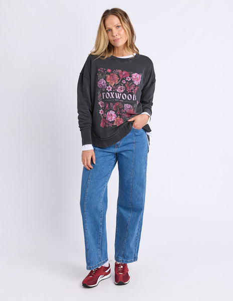 FOXWOOD - VINTAGE POSY CREW WASHED BLACK