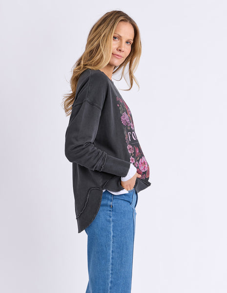 FOXWOOD - VINTAGE POSY CREW WASHED BLACK