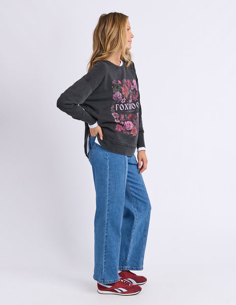 FOXWOOD - VINTAGE POSY CREW WASHED BLACK