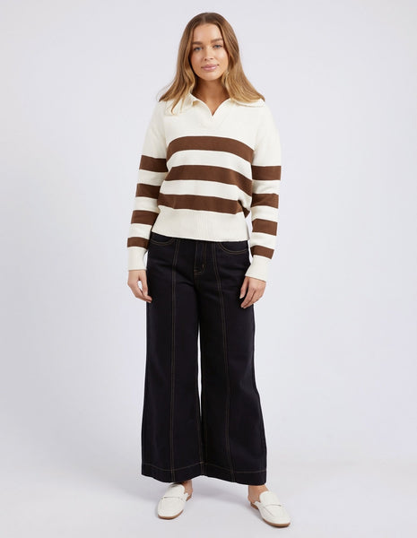 IMAGINE KNIT - CHOC & WHITE STRIPE