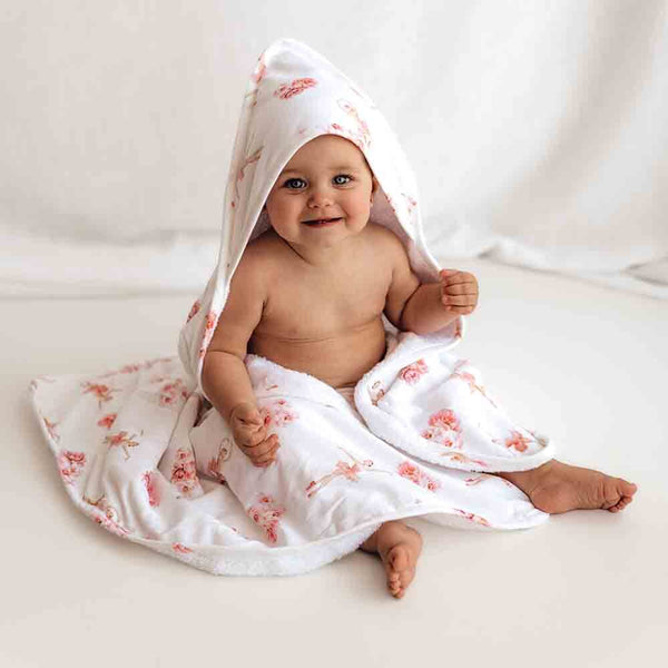 ORGANIC HOODED TOWEL - BALLERINA